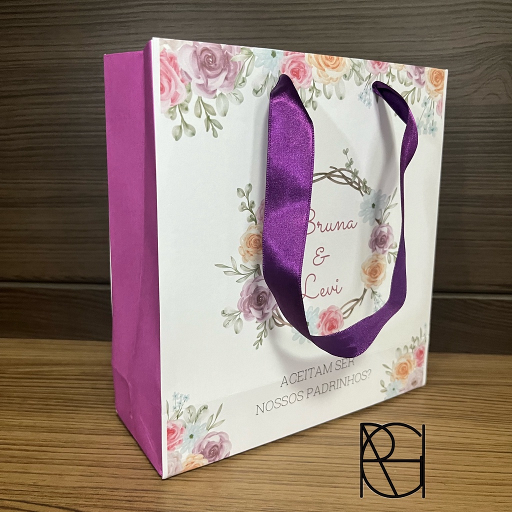 Sacolas de papel personalizadas Kit com 10 unidades (22x20x08cm)