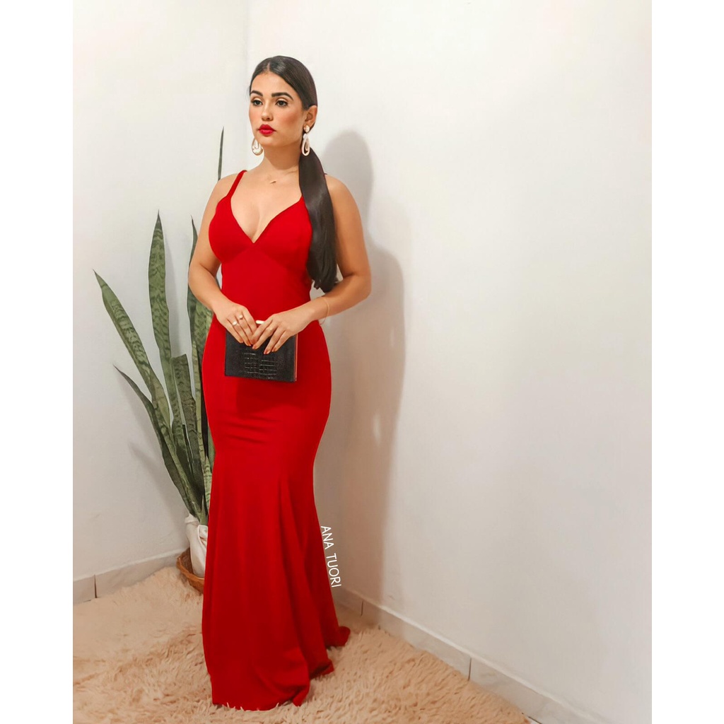 Vestido vermelho best sale sereia curto