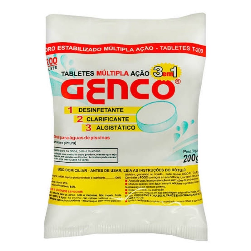 Pastilha De Cloro Genco 3 em 1 Pedra Tablet - desinfetante, algicida ...