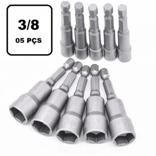 Ponteira Bits Soquete para parafusadeira Canhão 3/8 (05 Peças)