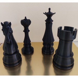 Homyl Conjunto de 3 peças de xadrez internacional, estatuetas King Queen  Knight peças de xadrez, acessórios retrô para decoração de casa - preto