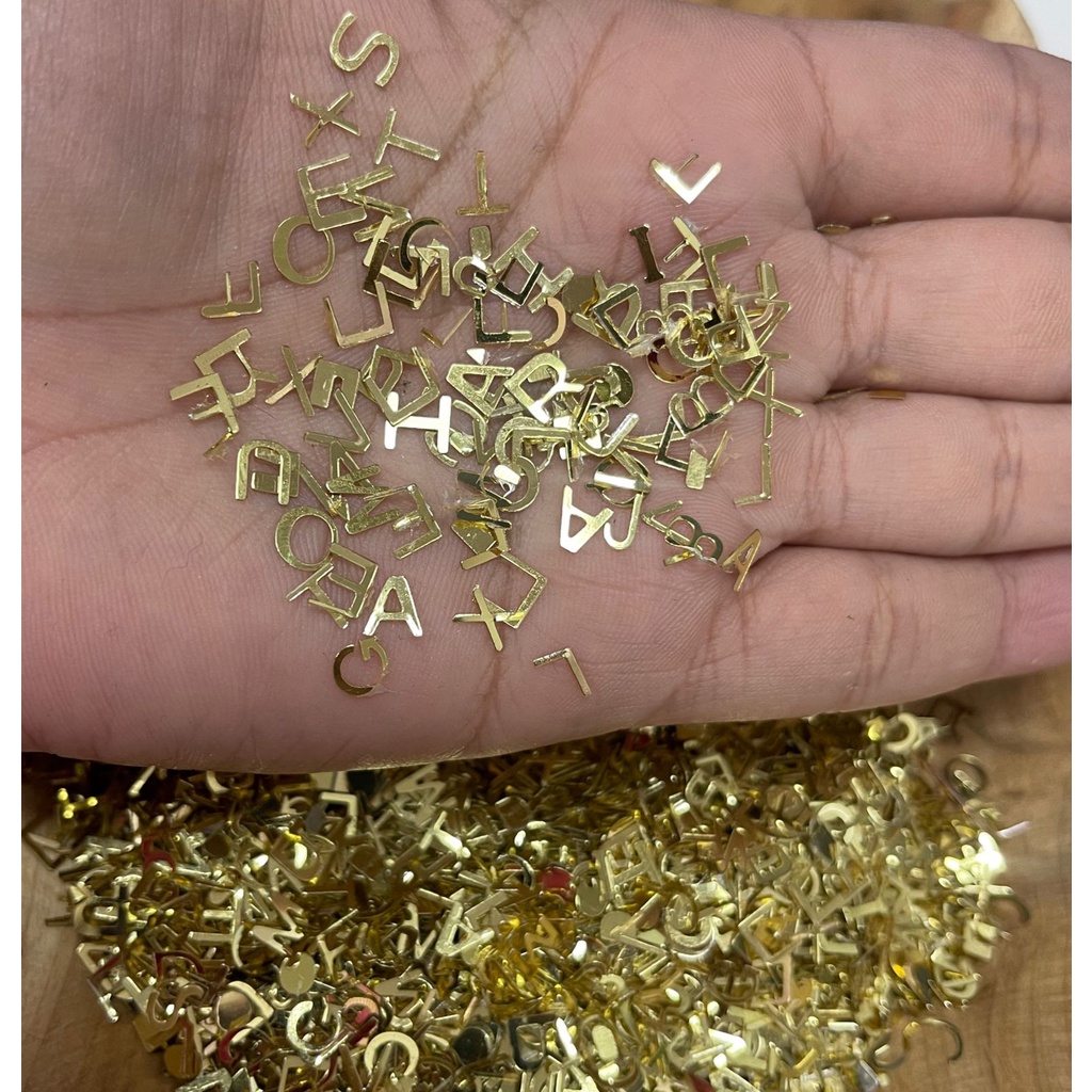 Aplique Letra Dourado Brilho 50 Gramas Artesanato Tiara Laco Piscina ...
