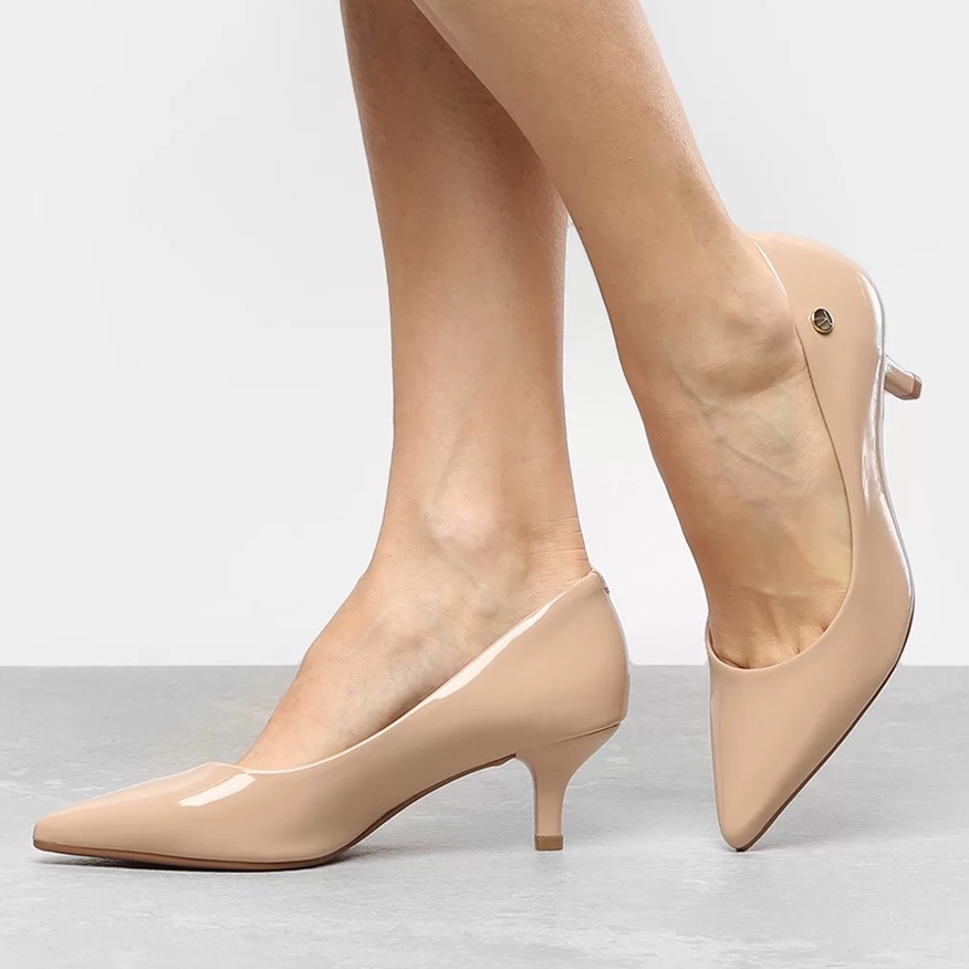 Scarpin Salto Baixo Verniz Nude Shopee Brasil