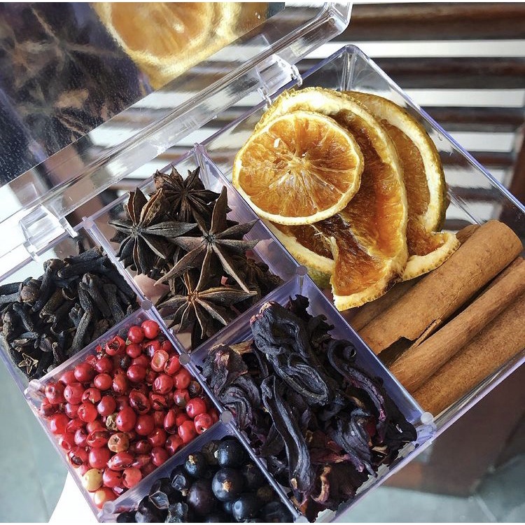 Kit gin com 7 especiarias Laranja desidratada, anis estrelado, canela