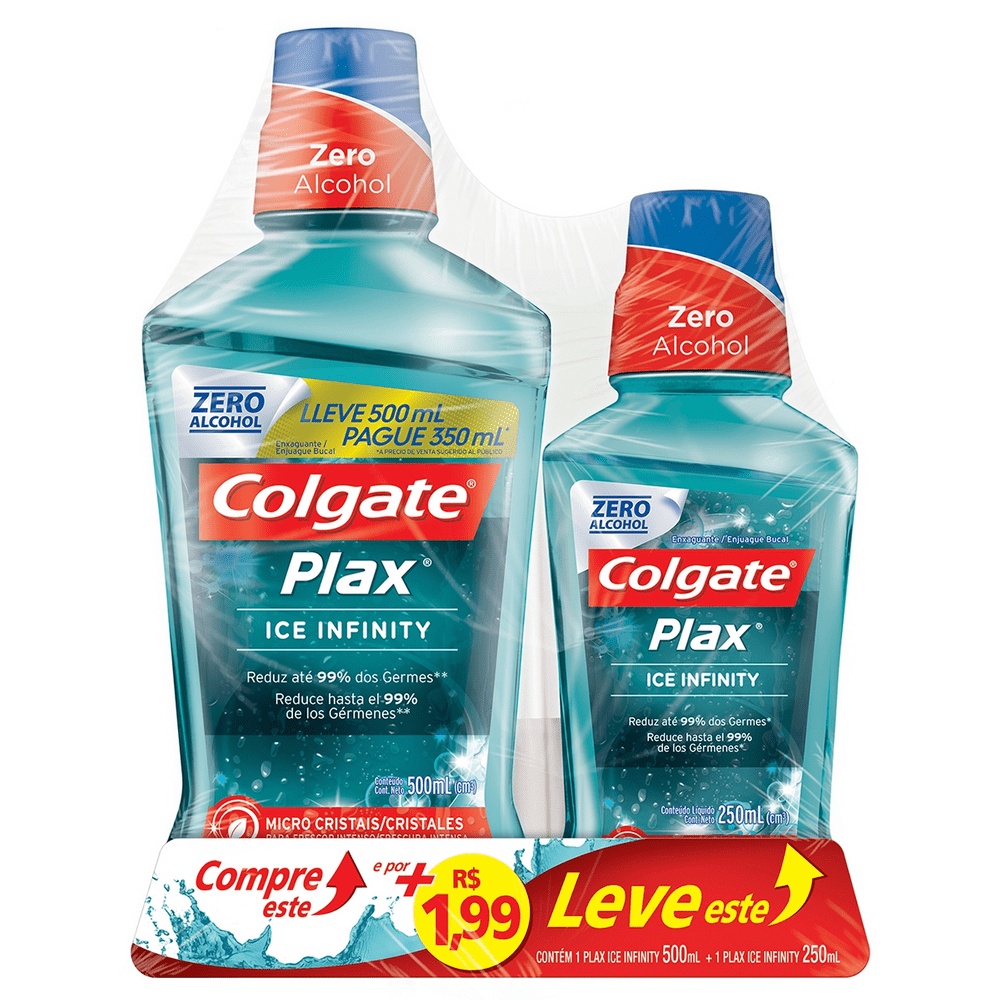 COLGATE PLAX ICE INFINITY ENXAGUANTE BUCAL 500 + 250ML | Shopee Brasil