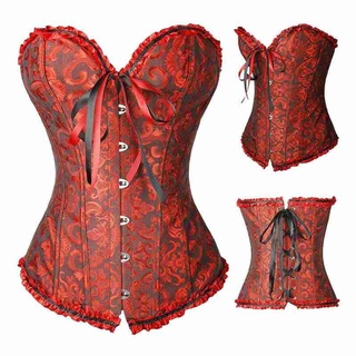 Xs-7xl Vintage Corsets And Bustiers Shapewear Lingerie Overbust Corset Plus  Size Flower Print Brocade Women Sexy Corselet Top