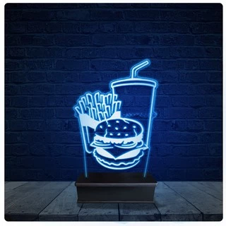 Luminária Led Abajur - Hamburguer Lanchonete Hamburgueria