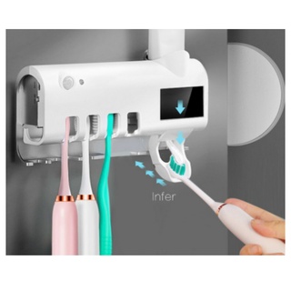 Suporte Dispenser Escova de Dente com esterelizador UV Lampada LED