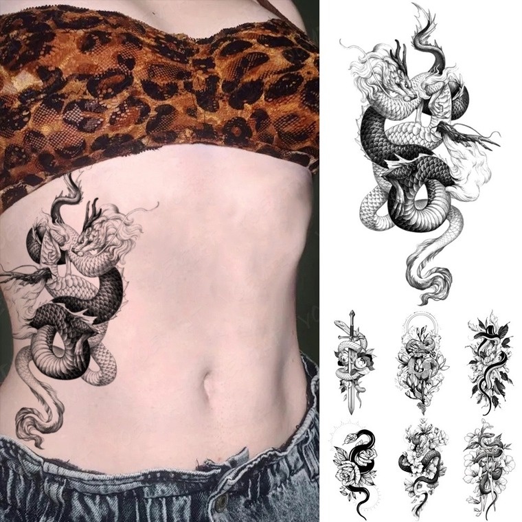Tatuagem temporária sexy do tigre da flor do sol para as mulheres