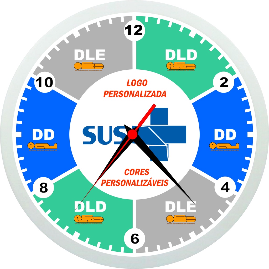 Relógio Mudança De Decúbito Personalizado P/ Hospitais -24cm