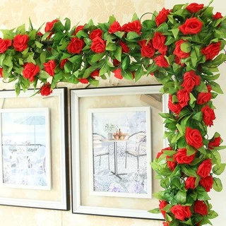 230cm Corda Rattan Rosa Flores artificiais Arranjo de casamento Decoração De Seda Falso Guirlanda Para O Home Hotel Decoração Do Jardim Pequeno Peônia Corda