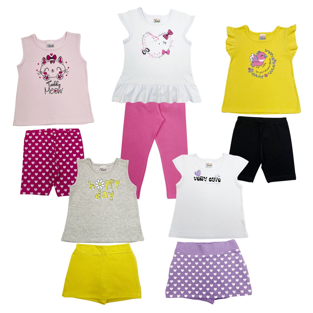 Kit 5 Conjuntos de Roupa Infantil Para Bebê Menina -10 peças ...
