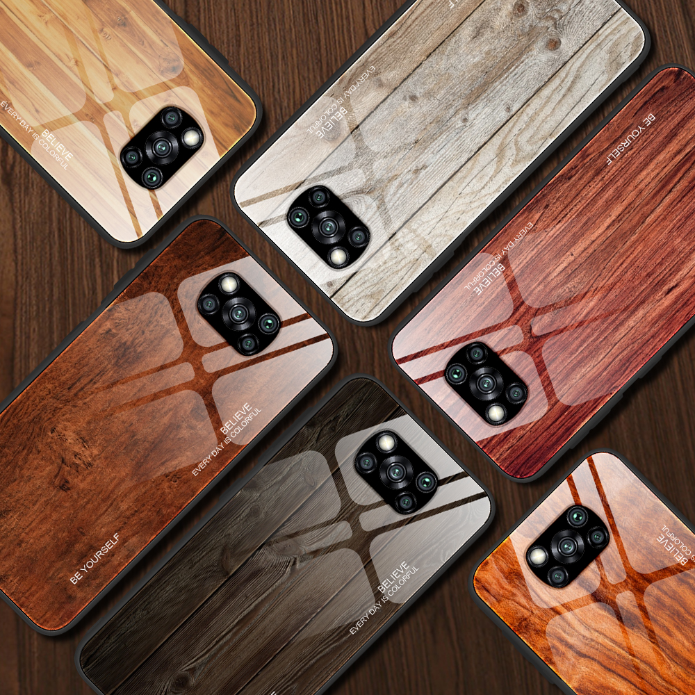 Capa Resistente De Vidro Grão De Madeira Para Xiaomi Poco X3 Nfc F2 Pro ...