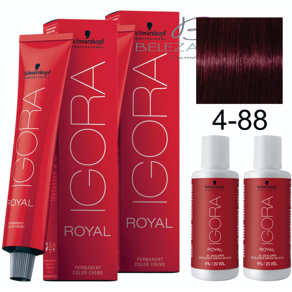 Kit Segredo da Cor - Igora Royal 8.77 HD, Água Oxigenada 30vol e Henna  Creme Cobre