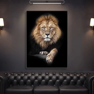 Quadro Decorativo Leão Selvagem Moderno Premium Grande 90X70