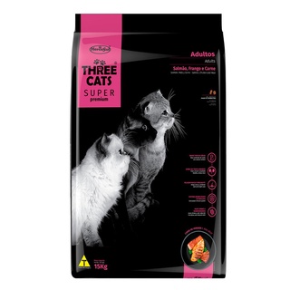 Racao Gatos Three Cats Super Adultos Salmao E Frango 500gr
