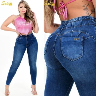Calças Jeans Feminina Cintura Alta Empina Bumbum Com Lycra
