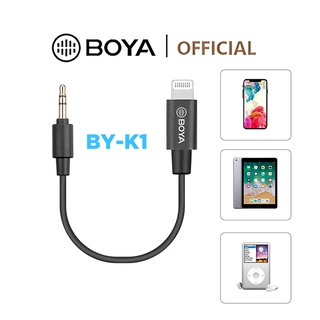 BOYA BY-K1 Adaptador De Áudio 3.5mm TRS (Masculino) Para Relâmpago (Feminino) Com Certificado MFi Dispositivos iOS Microfone