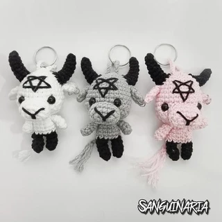 Chaveiro Amigurumi Baby Baphomet - Chaveiro de Crochê Baphomet Fofo - Bruxa - Rock - Gótico