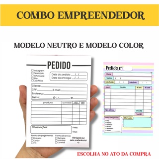 Combo Especial Agradecimento ao Cliente - Bloco Pedido, Cartão, Folheto e , Etiqueta Agradecimento ao cliente