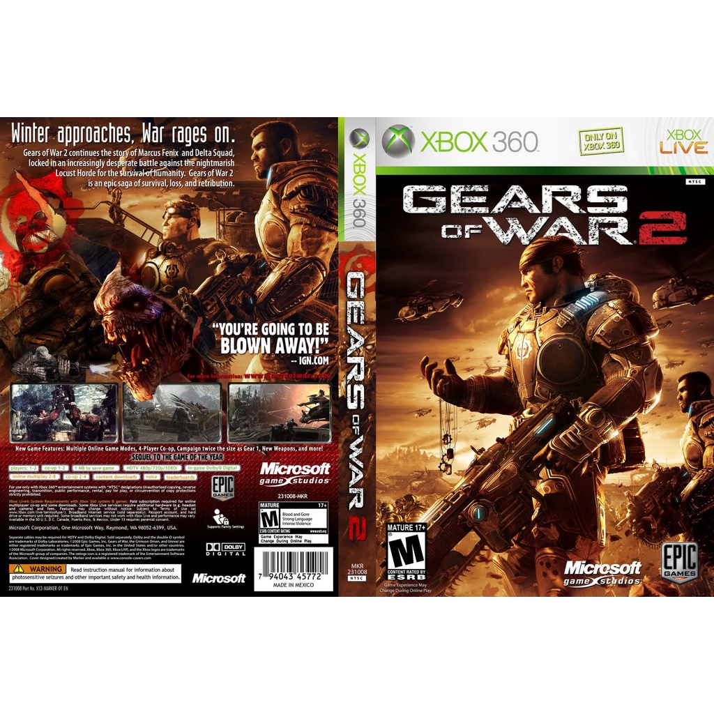 Gears of War II P/ XBOX360 (LTU/LT/JTAG/RGH) Shopee Brasil