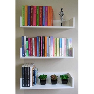 3 Prateleiras 60x20 MDF Branco Resistente Decoração Porta Livros