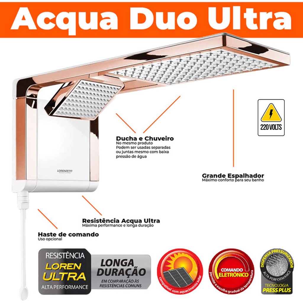 Chuveiro Ducha Loren Shower Eletrônico 110v 5500w Lorenzetti Branco -  Capitão Contém