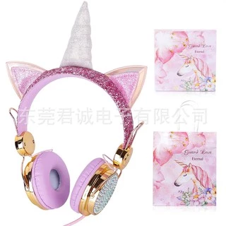 headphone fone de ouvido unicórnio infantil menina escolar cor de rosa