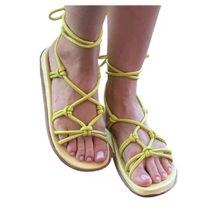 Sandália Rasteira Papete Feminina Flatform de Amarrar Color Block Verde "Aisha" - Sandália feminina de amarrar birk modelo aisha