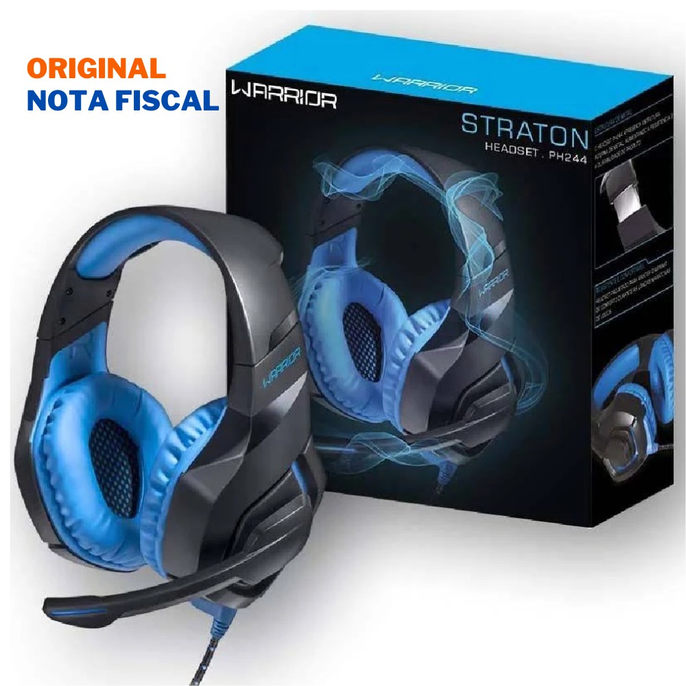 Headset Gamer Multilaser Warrior Straton PH244 USB Fone de Ouvido com Microfone LED Azul para PC PS4