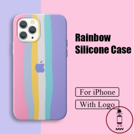 Case Silicone iPhone 11 Pro Max - Arco Íris Rosa