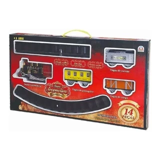 Super Locomotiva Expressa Farol Som Luz 14 Peças 8004  Braskit