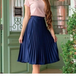 Saia midi Plissada Midi Moda Evangelica Casual Elegante para