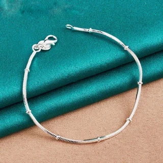pulseira simples, pulseira de contas femininas Folheado Danhado A Prata 925