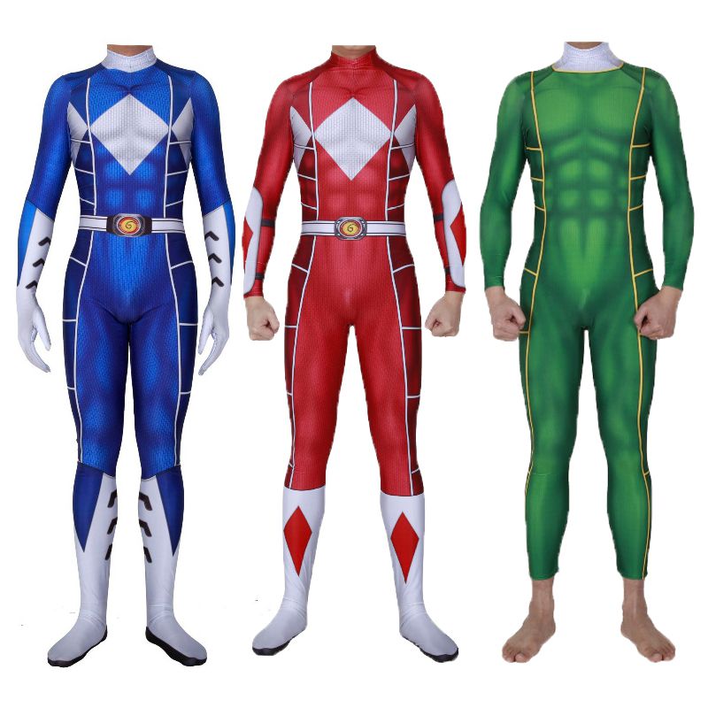 Power Rangers Vibrante Bodysuit Spandex Cosplay Traje Para Unissex E ...