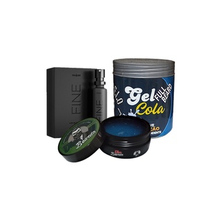 Kit 1x Perfume de Bolso 15 ml Eau de Parfum 1x Gel Cola 1x Pomada Modeladora Van Beards