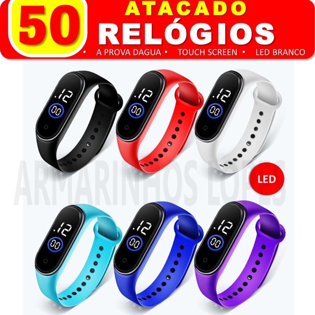 Relógio Digital Esportivo Prova Dágua Led Hora Data Silicone de