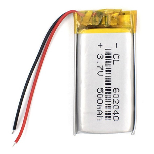 Bateria 602040 3,7v 500mah 6mm X 20mm X 40mm Com 2 Fios