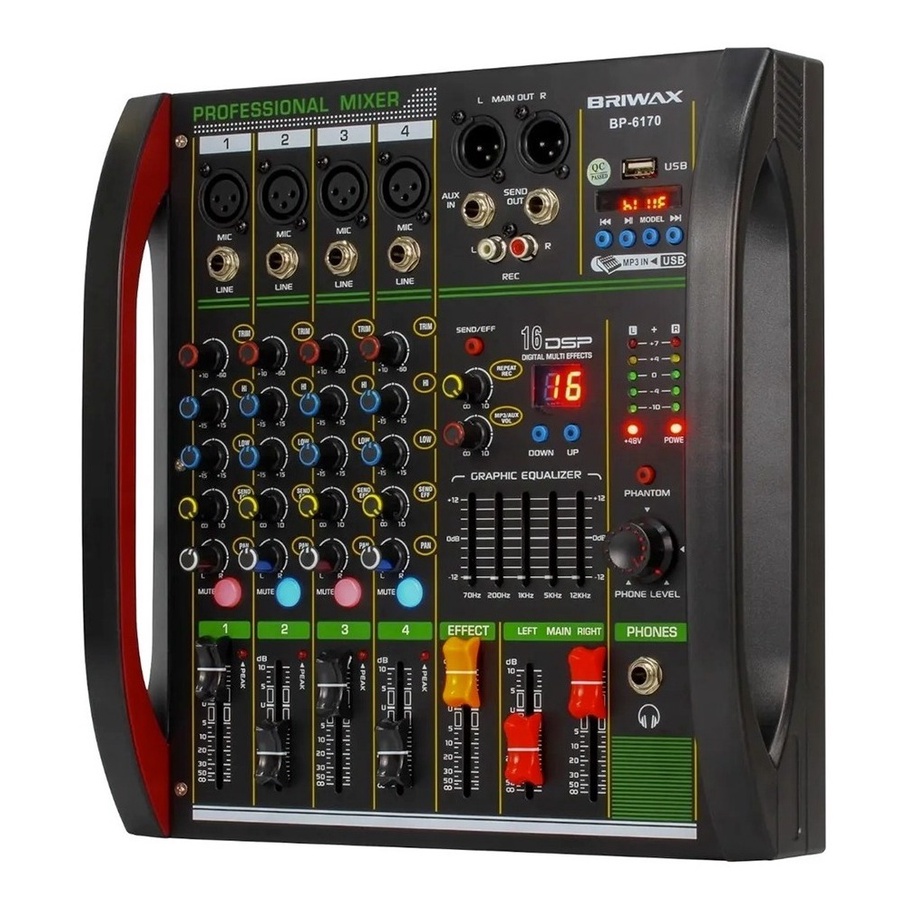 Mesa De Som Briwax Efeitos Reverb 4 Canais Phantom Power