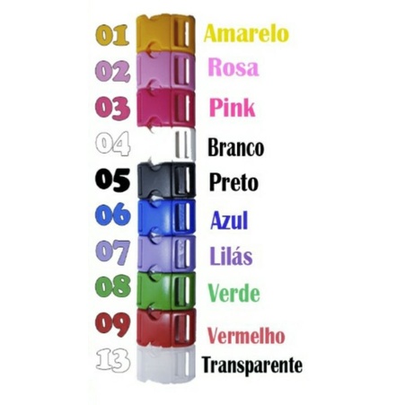 Fecho, regulador e passador (3 peças) engate de plástico 10mm, 15mm e 25mm varias cores para bolsa, mochila, coleira, etc