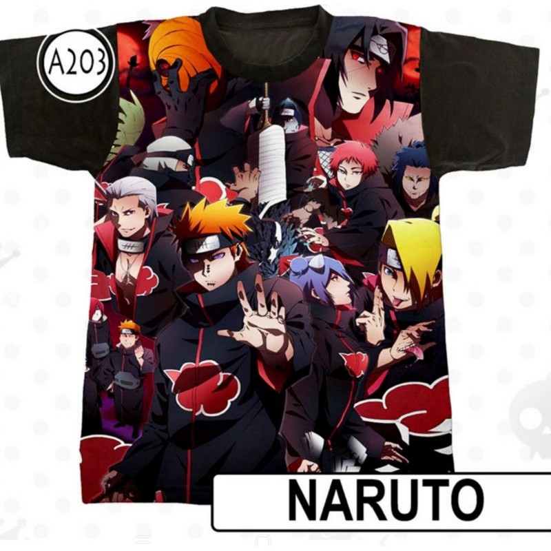 Camiseta Camisa Anime Naruto Personagem Membros Akatsuki