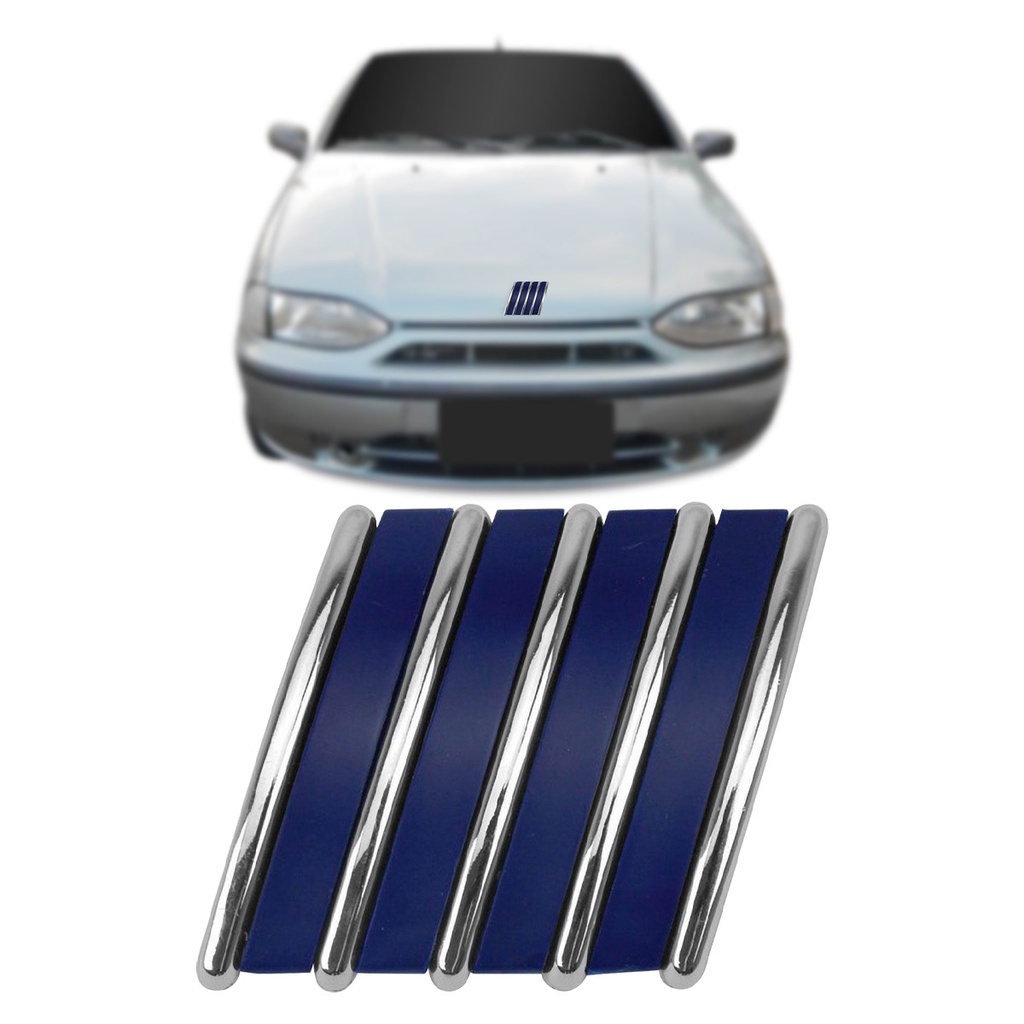 Emblema capo dianteiro Fiat Palio Siena Strada Palio Weekend 1996 1997 1998 1999 2000 - Simbolo Fiat Azul Curvo