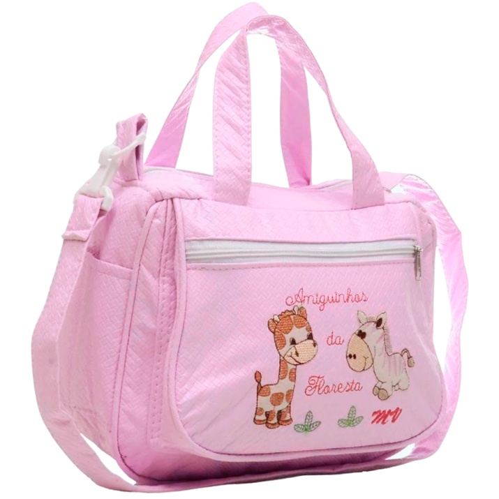 Bolsa Maternidade Boneca Bebe Reborn Rosa com bordado