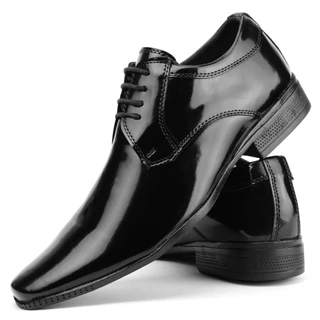 Sapato Social Masculino Moderno Casual Preto Liso Amarração Confortável
