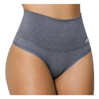 Kit 5 Calcinhas Cinta Cintura Alta Tanga Cós Duplo Conforto Fitness Pós Parto Seca Barriga Compreensão