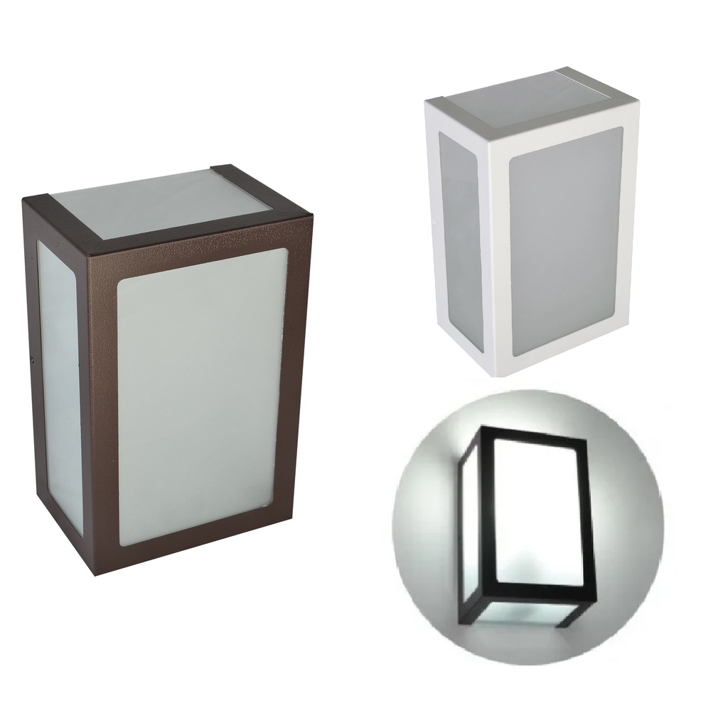 Arandela Alumínio 5 Vidros Retangular Muro Parede Externa