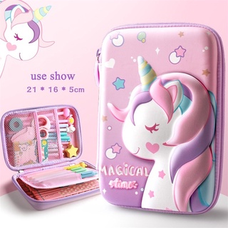 Estojo De Lápis De Unicórnio 3D Tamanho Grande Kawaii/Escolar/Papelaria