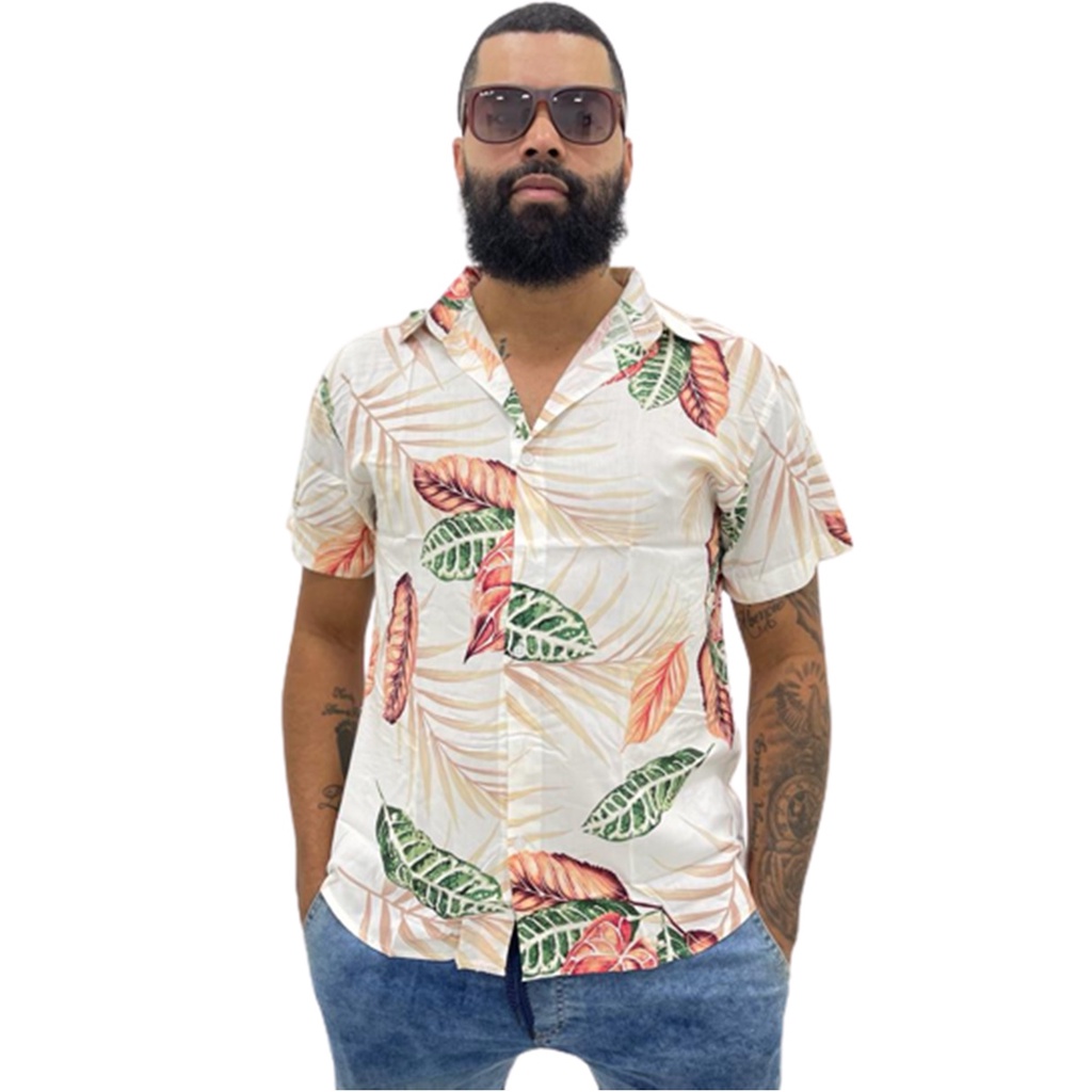 Camisa Colisão Masculina Plus - Floral