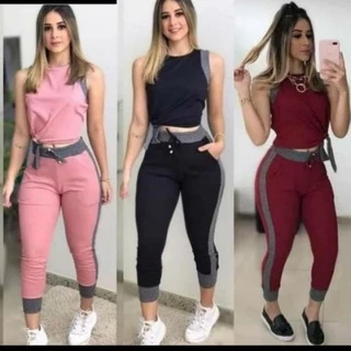 Conjunto Feminino Canelado calça y blusa