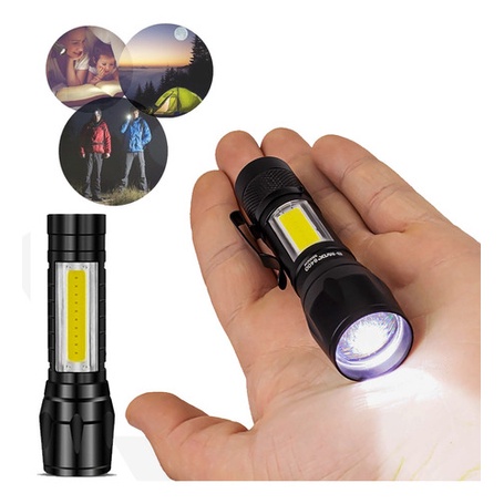 Kenux Mini Lanterna Tática Com Led E Zoom Recarregável Usb Lanterna De Mao LT-409